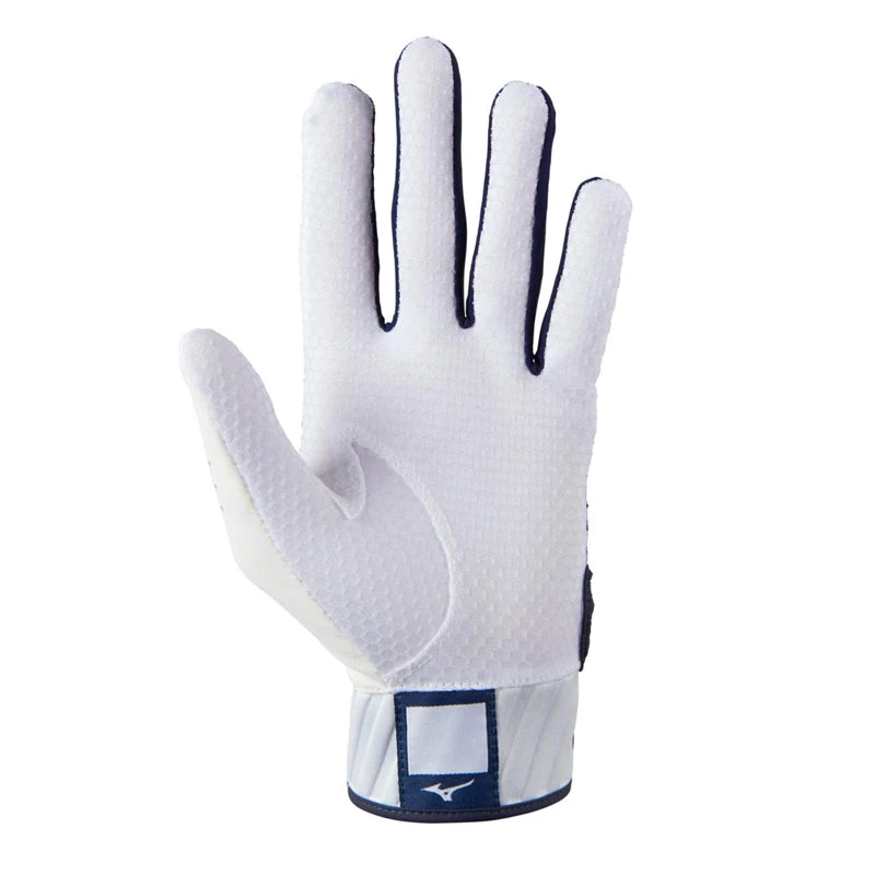 Mizuno MVP Batting Gloves - White/Navy 4 Mizuno MVP Batting Gloves - White/Navy