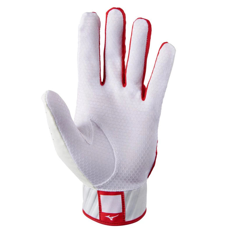 Mizuno Youth MVP Batting Gloves - White/Red 4 Mizuno Youth MVP Batting Gloves - White/Red