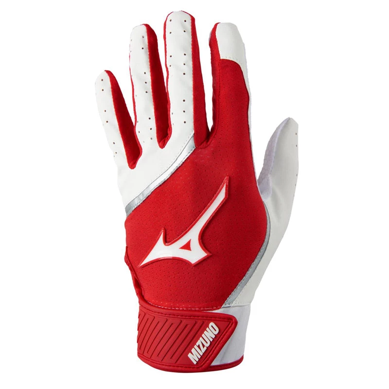 Mizuno Youth MVP Batting Gloves - White/Red 3 Mizuno Youth MVP Batting Gloves - White/Red