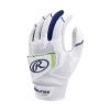 Rawlings Workhorse Pro Fastpitch Batting Gloves - White/Navy 1 Rawlings Workhorse Pro Fastpitch Batting Gloves - White/Navy