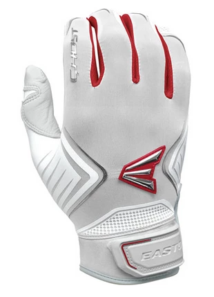 Easton Ghost Fastpitch Batting Gloves - White/Red 3 Easton Ghost Fastpitch Batting Gloves - White/Red